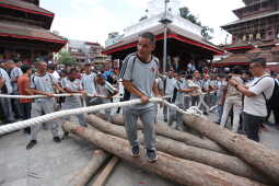 Indra Jatra festival began with the erection of the Lingo today, 3 September 2025