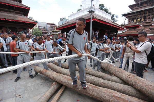 Indra Jatra festival began with the erection of the Lingo today, 3 September 2025