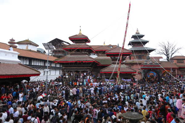 Indra Jatra festival began with the erection of the Lingo today, 3 September 2025