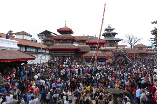 Indra Jatra festival began with the erection of the Lingo today, 3 September 2025