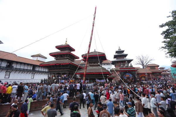 Indra Jatra festival began with the erection of the Lingo today, 3 September 2025