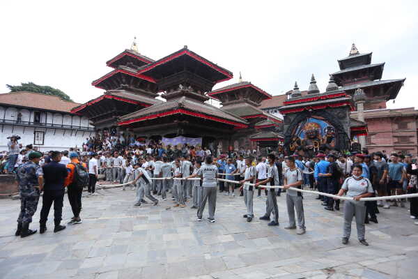 Indra Jatra festival began with the erection of the Lingo today, 3 September 2025