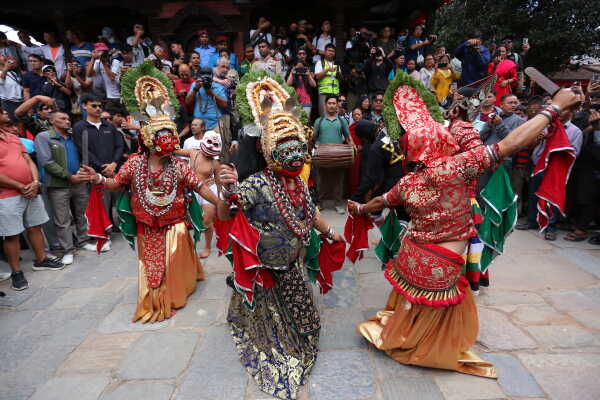 Indra Jatra festival began with the erection of the Lingo today, 3 September 2025
