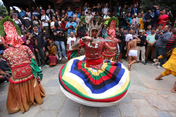 Indra Jatra festival began with the erection of the Lingo today, 3 September 2025