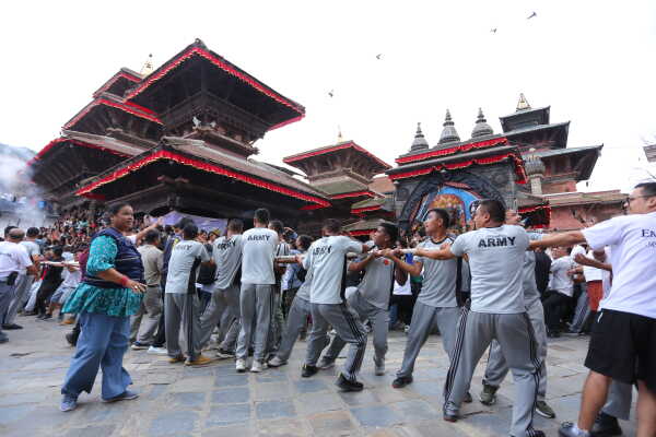 Indra Jatra festival began with the erection of the Lingo today, 3 September 2025