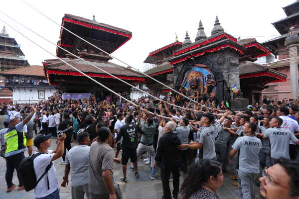 Indra Jatra festival began with the erection of the Lingo today, 3 September 2025