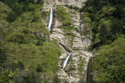 Waterfalls and Rice Fields Along Araniko Highway, Sindhupalchok, Nepal