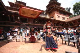 Ancient Thecho Navadurga Dance Performed at Mul Chowk, Patan Durbar Square