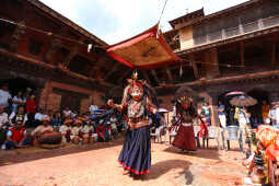 Ancient Thecho Navadurga Dance Performed at Mul Chowk, Patan Durbar Square