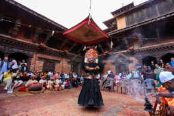 Ancient Thecho Navadurga Dance Performed at Mul Chowk, Patan Durbar Square
