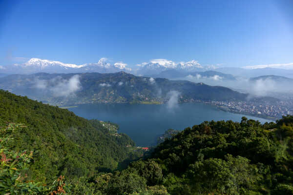 Clear Weather Reveals Stunning View of Machhapuchhre and Phewa Lake in Pokhara