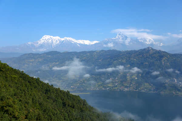 Clear Weather Reveals Stunning View of Machhapuchhre and Phewa Lake in Pokhara