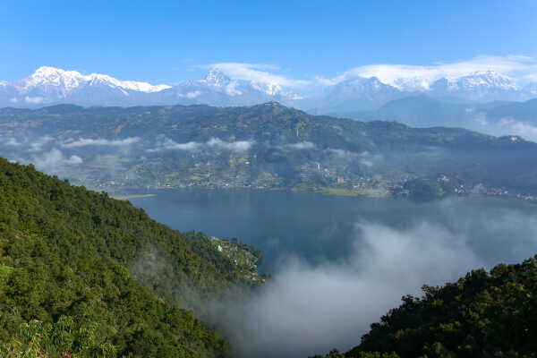 Clear Weather Reveals Stunning View of Machhapuchhre and Phewa Lake in Pokhara