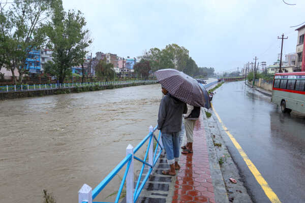 Continuous Rainfall Floods Settlements Along Bagmati River in Kathmandu