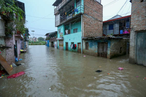 Continuous Rainfall Floods Settlements Along Bagmati River in Kathmandu