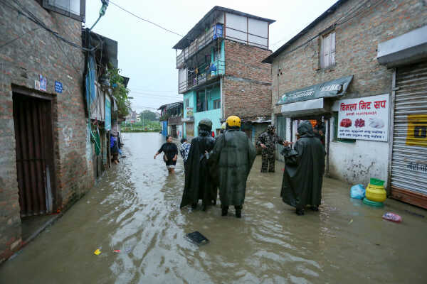 Continuous Rainfall Floods Settlements Along Bagmati River in Kathmandu