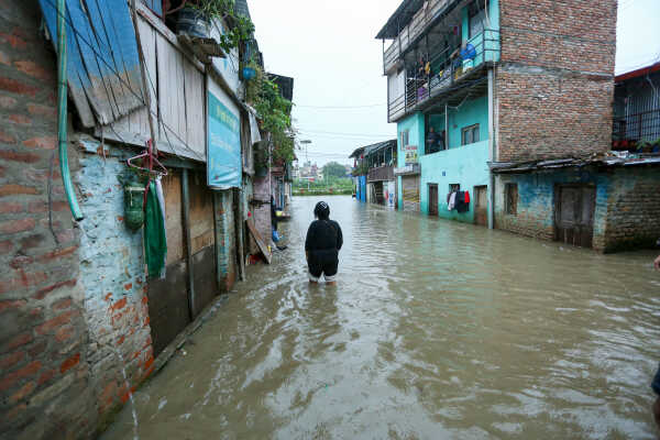 Continuous Rainfall Floods Settlements Along Bagmati River in Kathmandu