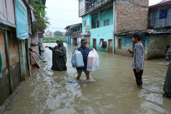 Continuous Rainfall Floods Settlements Along Bagmati River in Kathmandu