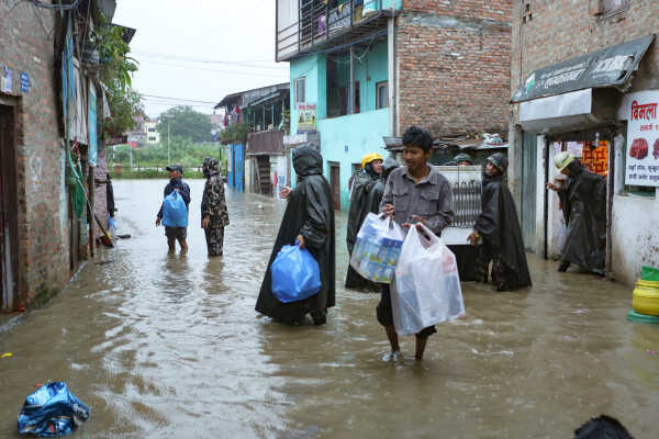 Continuous Rainfall Floods Settlements Along Bagmati River in Kathmandu