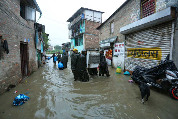 Continuous Rainfall Floods Settlements Along Bagmati River in Kathmandu