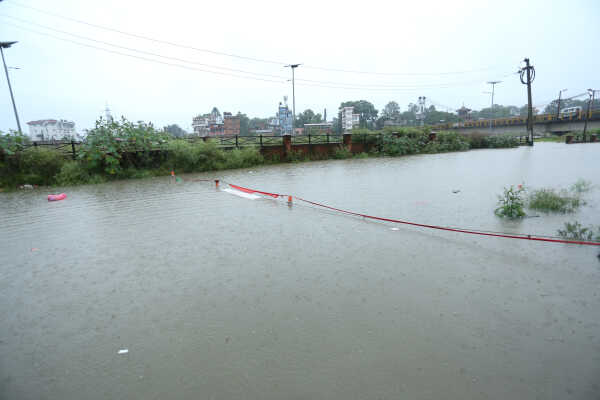 Continuous Rainfall Floods Settlements Along Bagmati River in Kathmandu