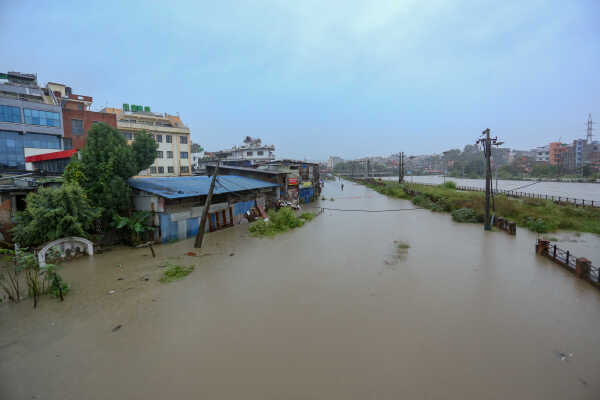 Continuous Rainfall Floods Settlements Along Bagmati River in Kathmandu