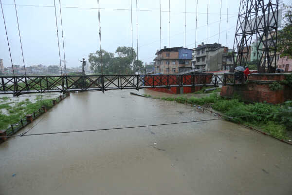 Continuous Rainfall Floods Settlements Along Bagmati River in Kathmandu