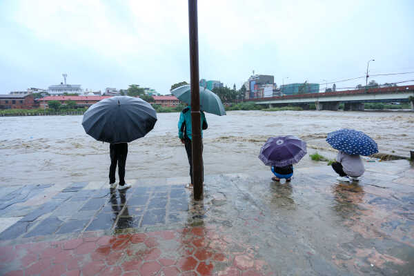Continuous Rainfall Floods Settlements Along Bagmati River in Kathmandu