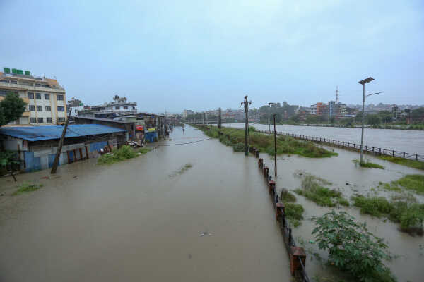 Continuous Rainfall Floods Settlements Along Bagmati River in Kathmandu