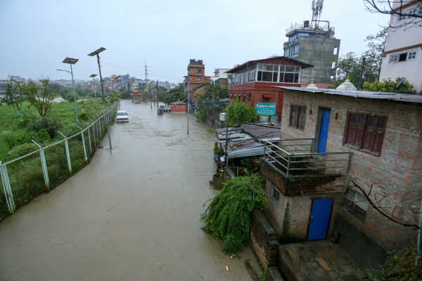Continuous Rainfall Floods Settlements Along Bagmati River in Kathmandu