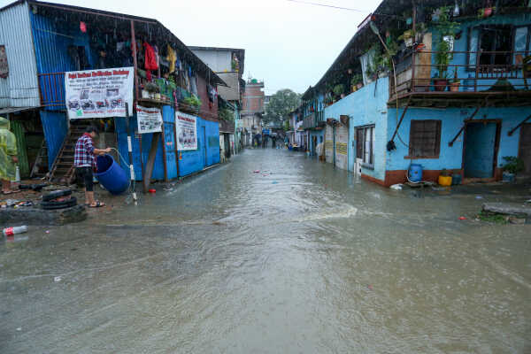 Continuous Rainfall Floods Settlements Along Bagmati River in Kathmandu
