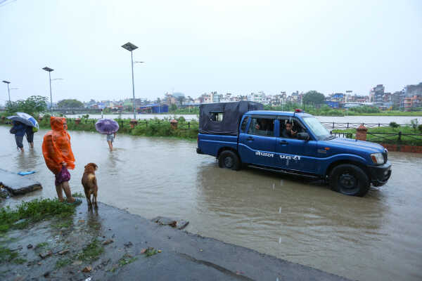 Continuous Rainfall Floods Settlements Along Bagmati River in Kathmandu