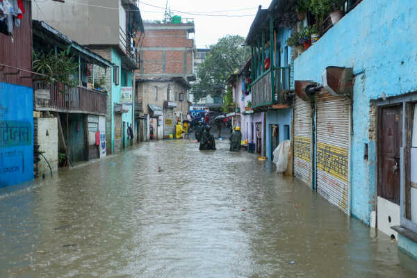 Continuous Rainfall Floods Settlements Along Bagmati River in Kathmandu