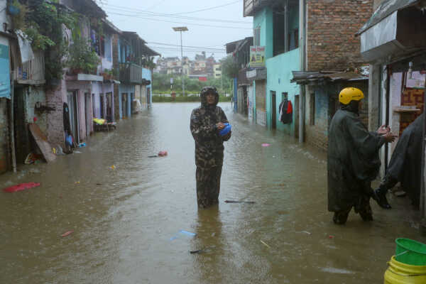 Continuous Rainfall Floods Settlements Along Bagmati River in Kathmandu