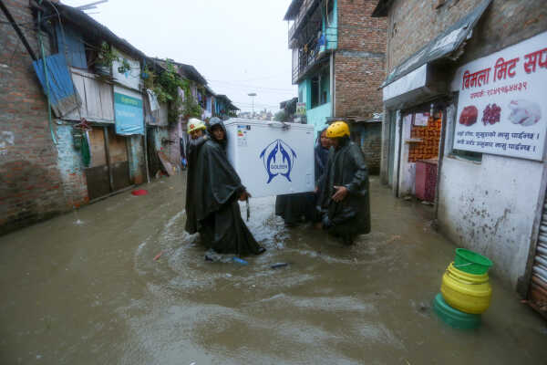 Continuous Rainfall Floods Settlements Along Bagmati River in Kathmandu