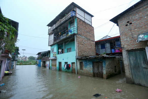 Continuous Rainfall Floods Settlements Along Bagmati River in Kathmandu
