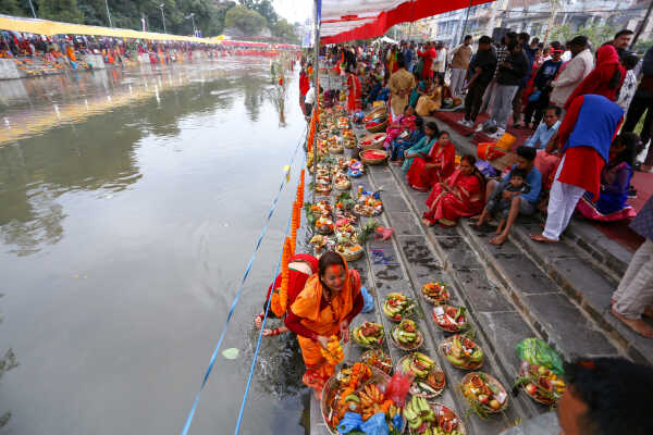 Devotees Celebrate Chhath Festival 2025 at Gaurighat, Kathmandu