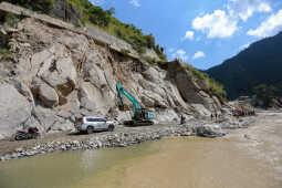 Flood Damage on BP Highway in Chaukidanda After Heavy Rain