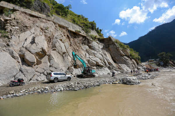 Flood Damage on BP Highway in Chaukidanda After Heavy Rain