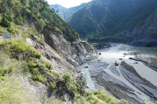 Flood Damage on BP Highway in Chaukidanda After Heavy Rain