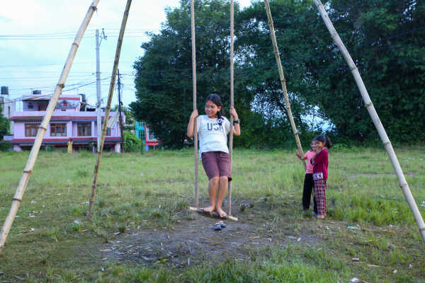 Nepalese Enjoying Linge Ping During the Dashain Festival 2082 in Bhaktapur