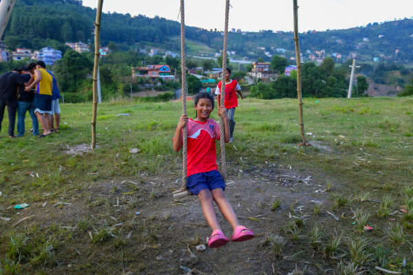 Nepalese Enjoying Linge Ping During the Dashain Festival 2082 in Bhaktapur