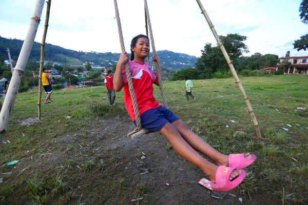 Nepalese Enjoying Linge Ping During the Dashain Festival 2082 in Bhaktapur