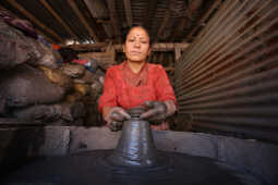 Prajapati Community at Pottery Square in Bhaktapur Busy Making Clay Lamps and Pots for Tihar