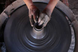 Prajapati Community at Pottery Square in Bhaktapur Busy Making Clay Lamps and Pots for Tihar