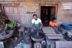 Prajapati Community at Pottery Square in Bhaktapur Busy Making Clay Lamps and Pots for Tihar