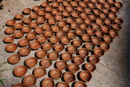 Prajapati Community at Pottery Square in Bhaktapur Busy Making Clay Lamps and Pots for Tihar