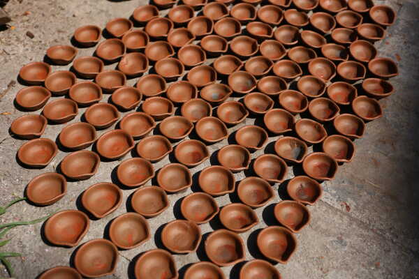 Prajapati Community at Pottery Square in Bhaktapur Busy Making Clay Lamps and Pots for Tihar