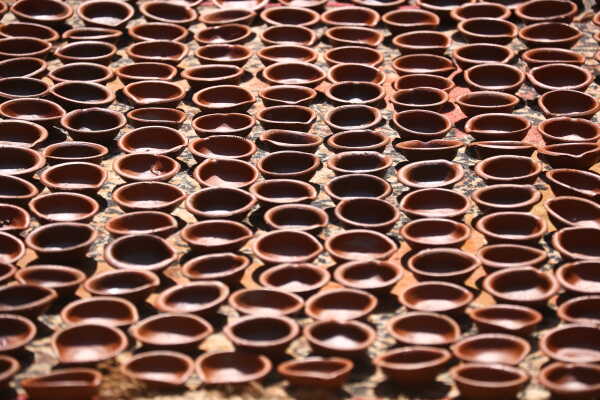 Prajapati Community at Pottery Square in Bhaktapur Busy Making Clay Lamps and Pots for Tihar