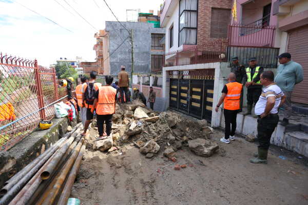 Road Repair Begins After Manumati River Flood Damages Area Near Kohinoor Housing, Kathmandu (1)